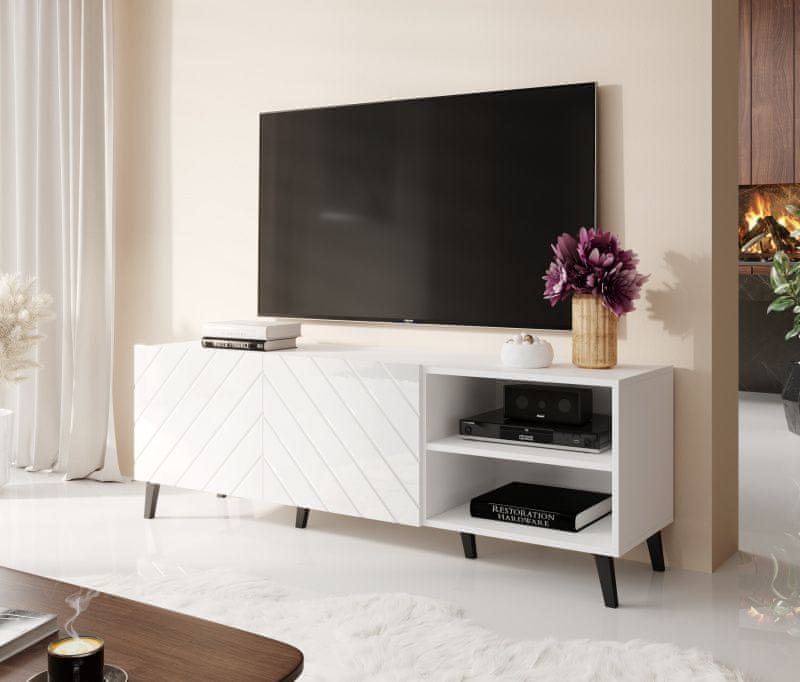 eoshop TV stolík Abeto 150, biela matná / lesk